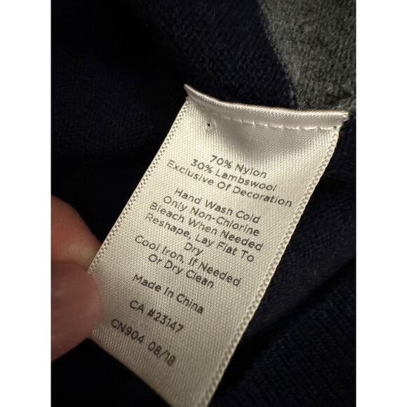 Talbots Womens Sweater Blue Christmas Holiday Red Truck Lambswool Blend Navy M - Picture 4 of 7